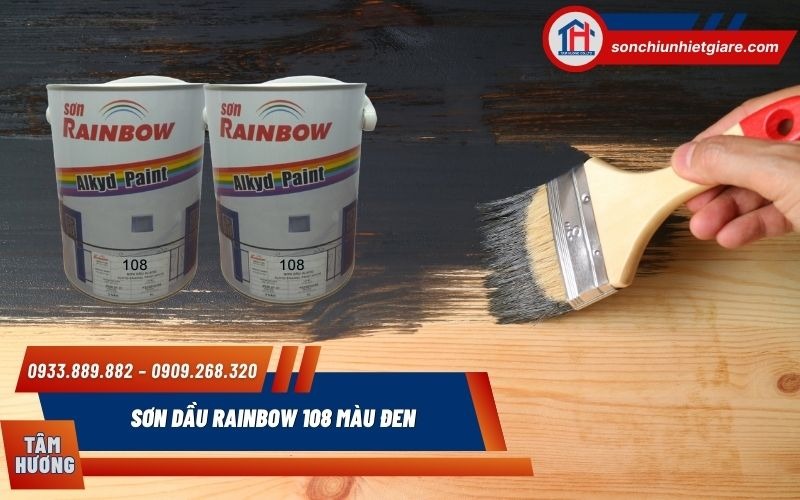 Sơn dầu Rainbow 108 dùng làm sơn phủ ngoài cho bàn ghế, cửa gỗ, tủ, đồ nội thất
