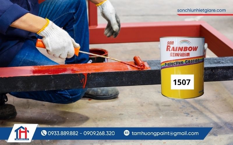 Sơn lót chịu nhiệt 300 Độ C Rainbow 1507 có độ bám dính tốt, ít hao hụt trong quá trình thi công
