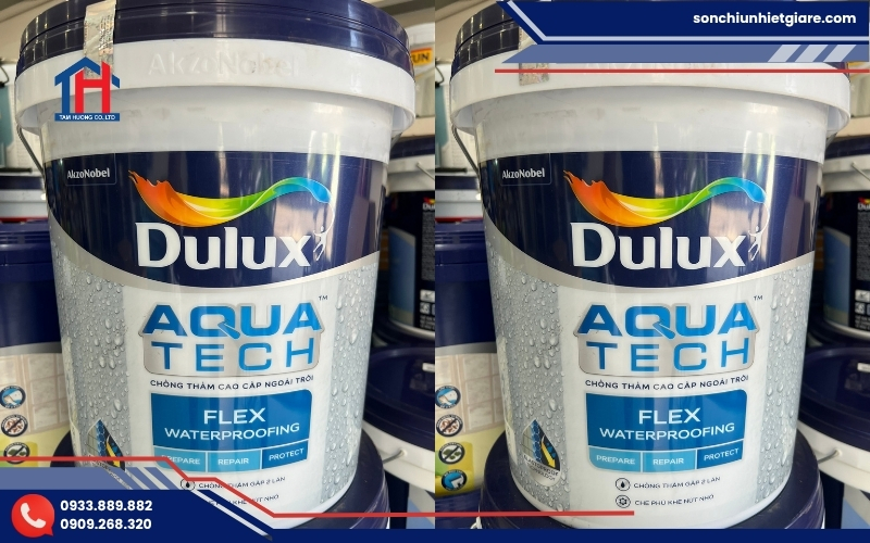 Dulux Aquatech Flex Waterproofing là chất chống thấm gốc nước chuyên dùng cho tường đứng ngoại thất