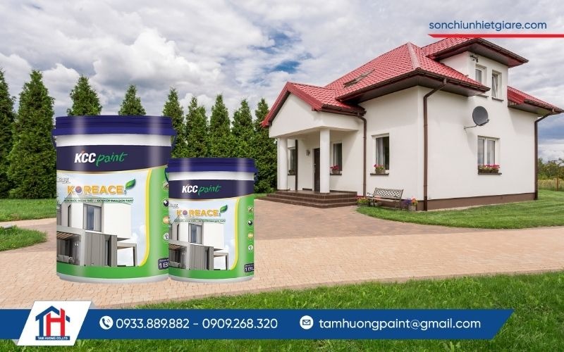 KCC Koreace được sử dụng như lớp sơn hoàn thiện cho bề mặt tường ngoài trời