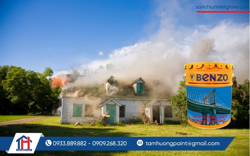 Lớp sơn Benzo chống cháy có thể duy trì khả năng bảo vệ kết cấu thép trong khoảng 90, 120 hoặc 150 phút