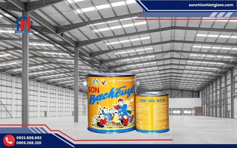 Sơn mạ kẽm Bạch Tuyết K102 màu xám bảo vệ chắc chắn trên bề mặt thép mạ kẽm