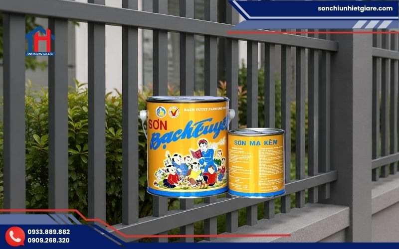 Sơn mạ kẽm Bạch Tuyết K103M màu xám đậm mờ cho kim loại mạ kẽm