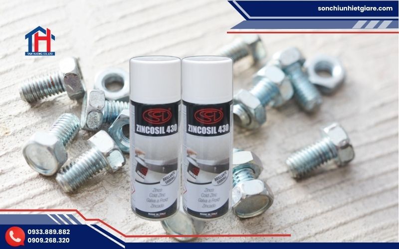 Sơn xịt mạ kẽm Zincosil 430 được ứng dụng bảo vệ bu lông, đai ốc, mặt bích, khớp nối kim loại