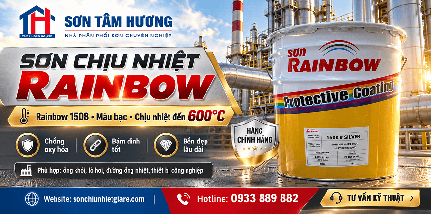 Banner giữa sơn chịu nhiệt màu bạc 600 độ